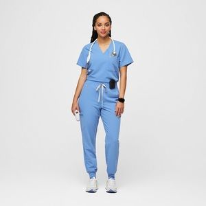 FIGS Scrub Top & Pant Set - Ceil Blue